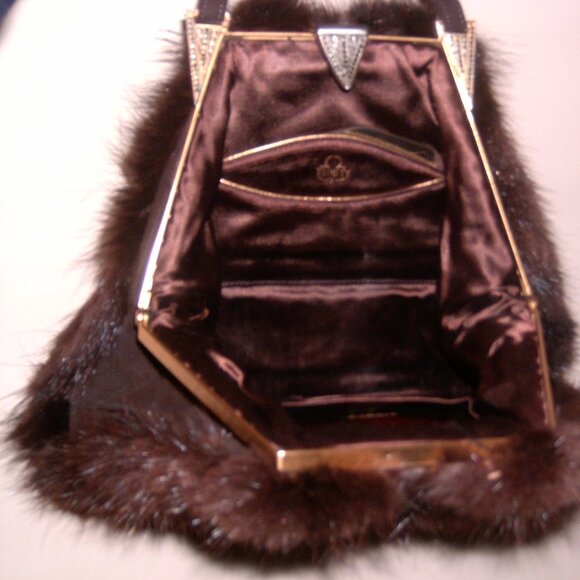 Vintage Genuine Fur and Suede Trinity Bag with Mirror and Coin Purse - Picture 5 of 15